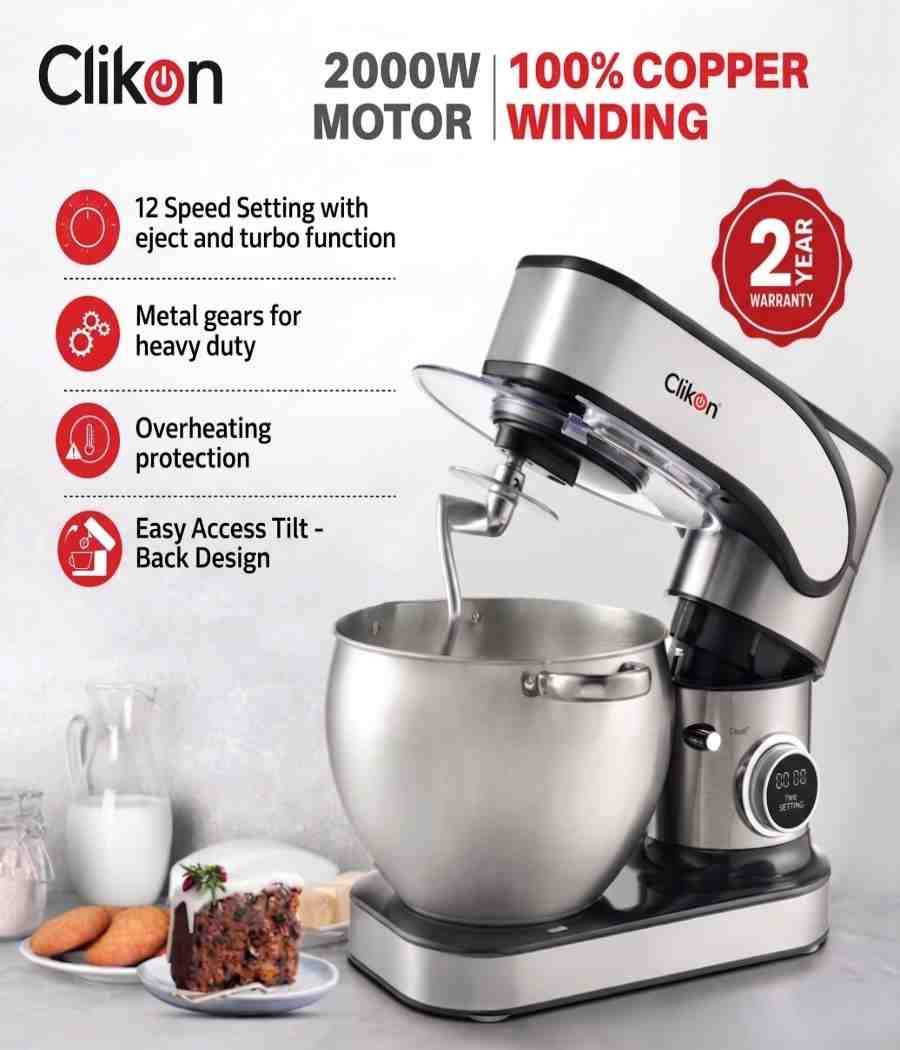 Clikon 10L Stand Mixer, 2000W, 12 Speed - Image 2