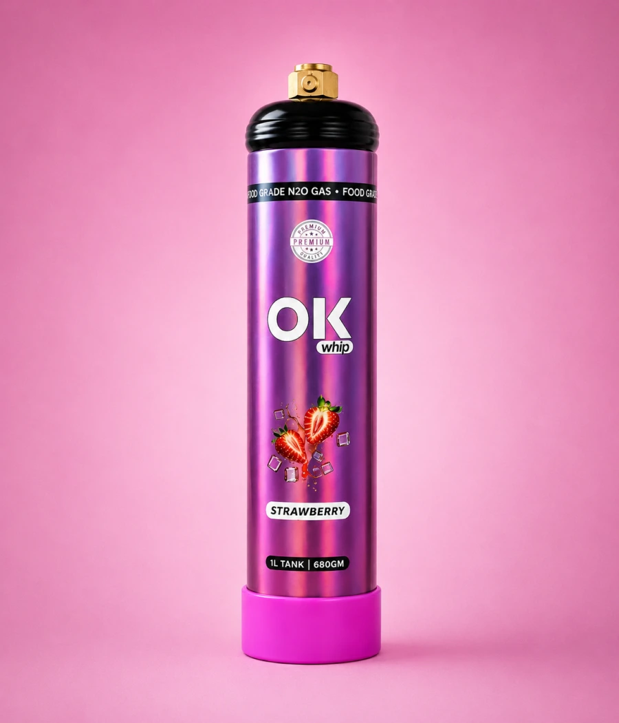 OK Whip Strawberry Whip Cream Bottle, 1L / 680gm | Ready to Use - Image 2