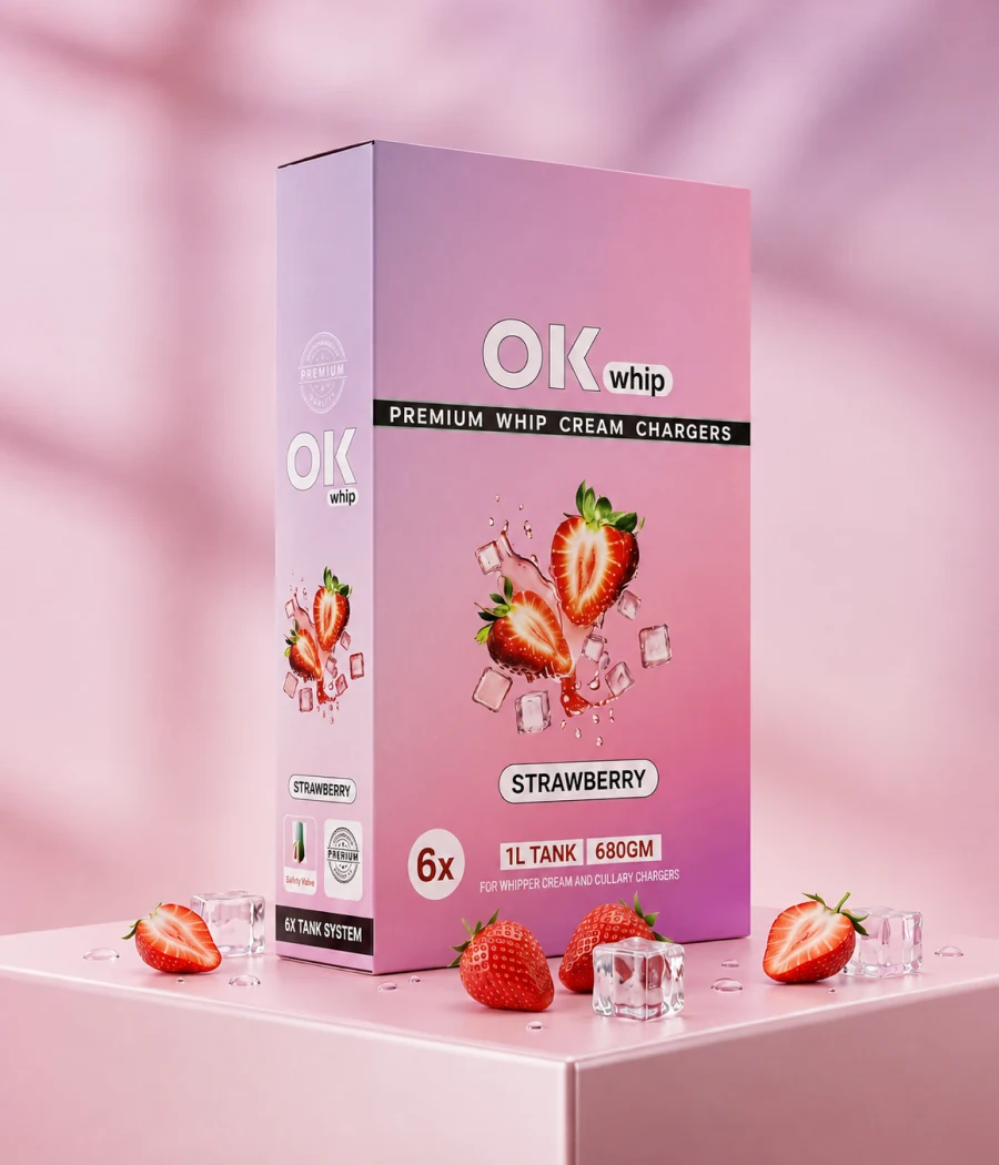 OK Whip Strawberry Whip Cream Bottle, 1L / 680gm | Ready to Use - Image 4