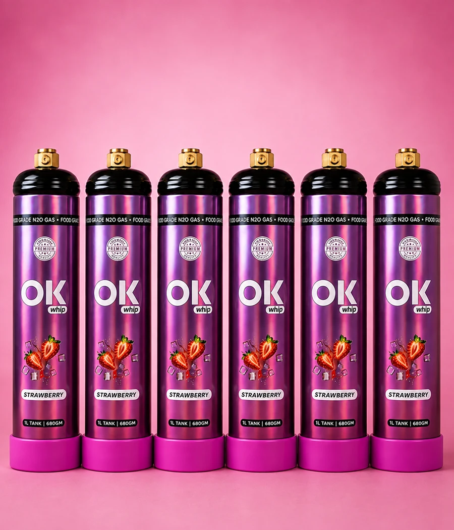 OK Whip Strawberry Whip Cream, 6 x 1L Bottles | Ready to Use - Image 2