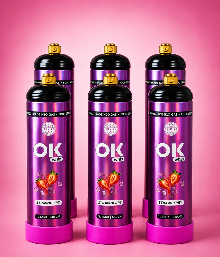 OK Whip Strawberry Whip Cream, 6 x 1L Bottles | Ready to Use - Image 3