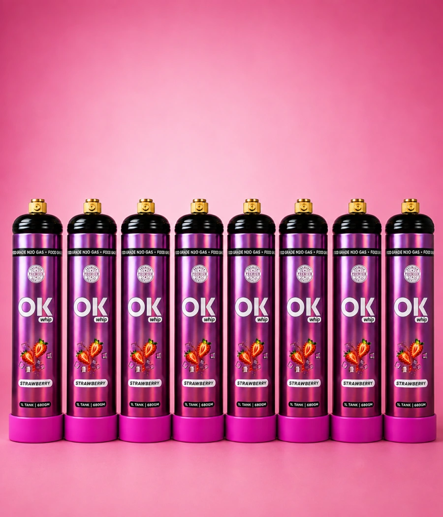 OK Whip Strawberry Whip Cream, 8 x 1L Bottles | Ready to Use - Image 2