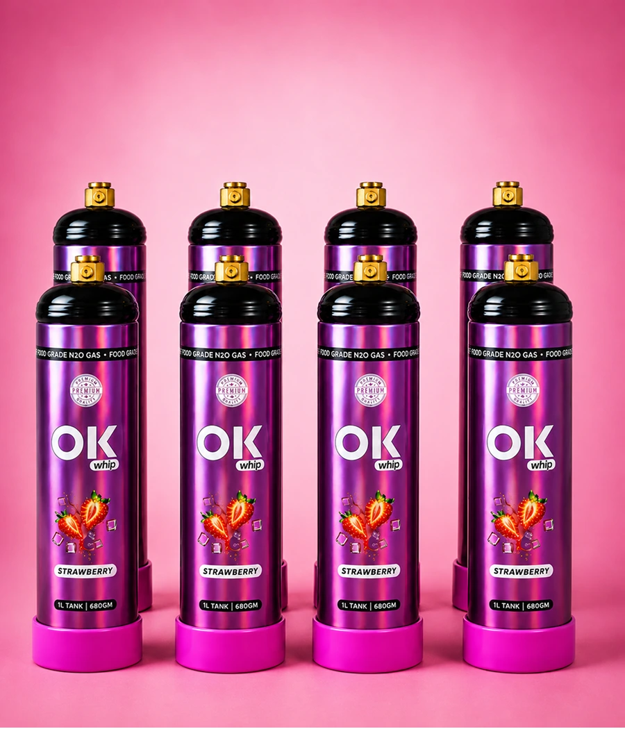 OK Whip Strawberry Whip Cream, 8 x 1L Bottles | Ready to Use - Image 3