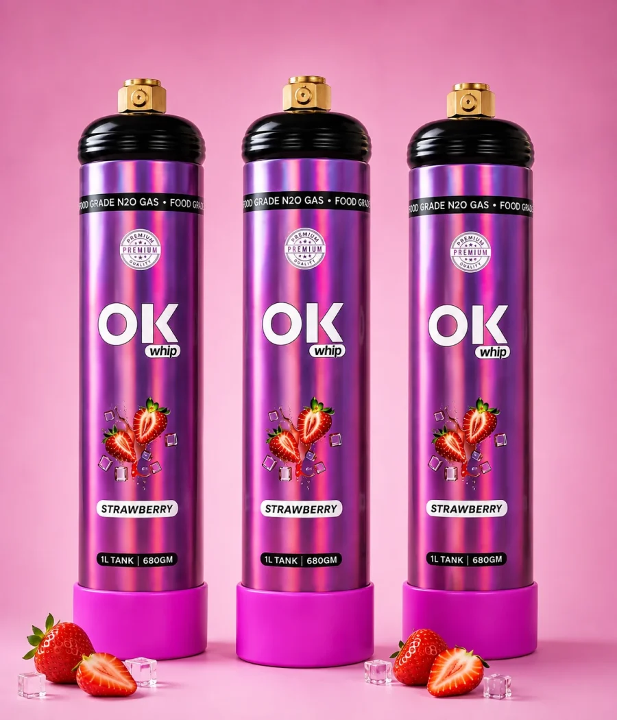 OK Whip Strawberry Whip Cream, 3 x 1L Bottles | Ready to Use - Image 2