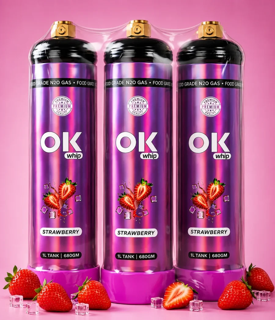 OK Whip Strawberry Whip Cream, 3 x 1L Bottles | Ready to Use - Image 3