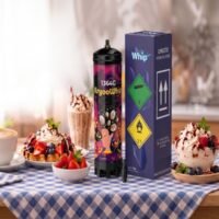 KryooWhip 1364g whipped cream can with box, served alongside waffles, milkshake, coffee, strawberries and ice cream best whip cream to buy online in the USA